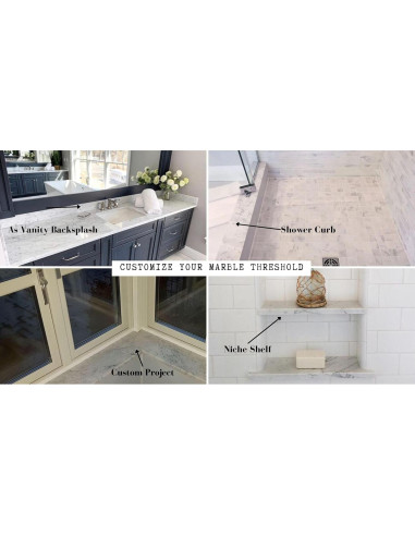 Umbral de Mármol Carrara Gris Claro Tenedos 15.24x152.4 cm