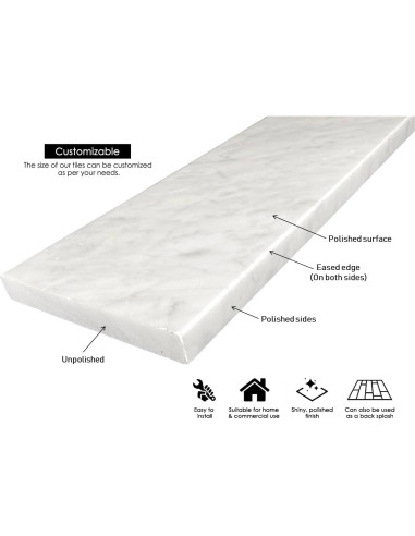 Umbral de Mármol Carrara Gris Claro Tenedos 15.24x152.4 cm