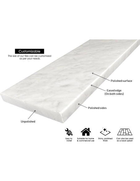 Umbral de Mármol Carrara Gris Claro Tenedos 15.24x152.4 cm