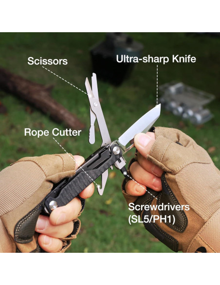 Cuchillo Multiherramienta Mossy Oak 12 en 1 con Mango G10