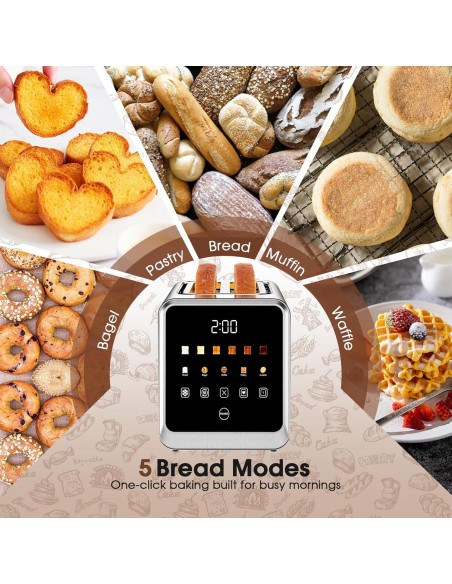 Tostadora Digital Foyoconven 2 Rebanadas Acero Inoxidable 900W