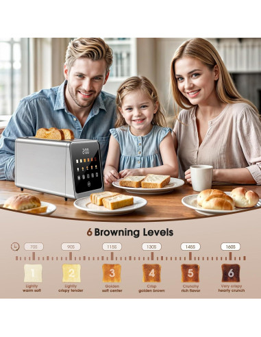 Tostadora Digital Foyoconven 2 Rebanadas Acero Inoxidable 900W