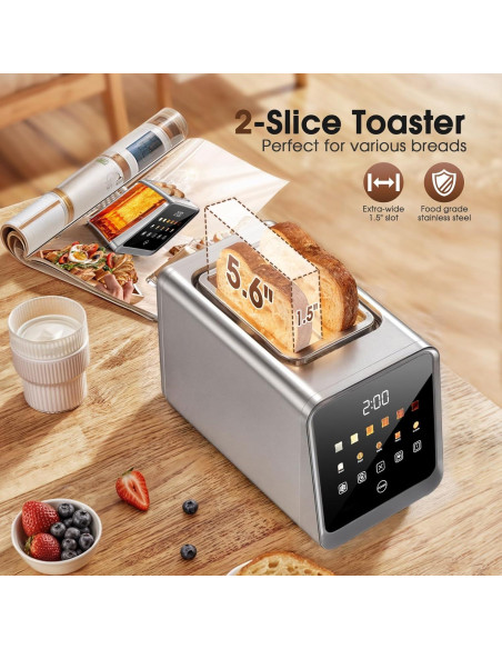 Tostadora Digital Foyoconven 2 Rebanadas Acero Inoxidable 900W