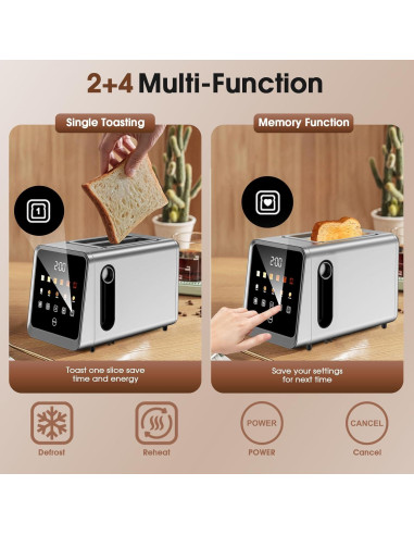 Tostadora Digital Foyoconven 2 Rebanadas Acero Inoxidable 900W