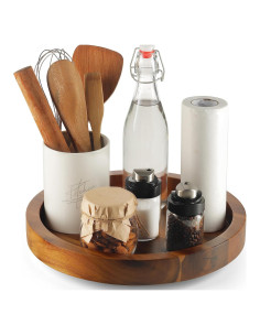 Organizador Lazy Susan 25.4 cm Tidita de Madera de Acacia