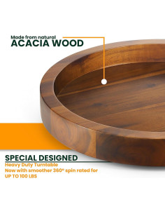Organizador Lazy Susan 25.4 cm Tidita de Madera de Acacia 2