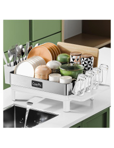 Estante de Secado de Platos CosyPic Acero Inoxidable Blanco 1 Nivel