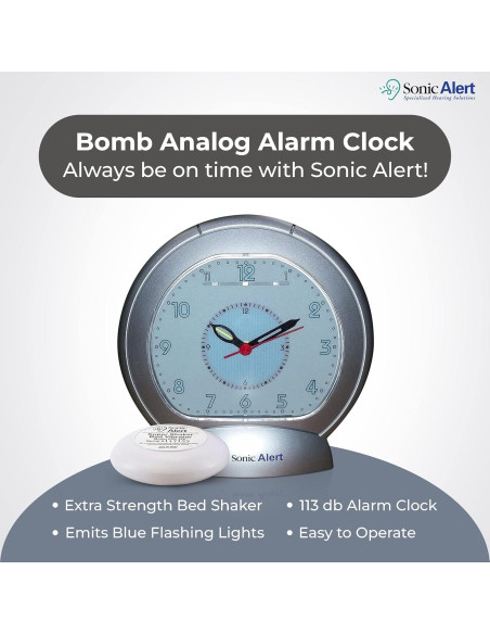Reloj Despertador Sonic Alert Sonic Bomb 113dB con Vibrador
