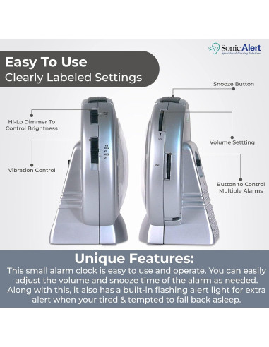 Reloj Despertador Sonic Alert Sonic Bomb 113dB con Vibrador