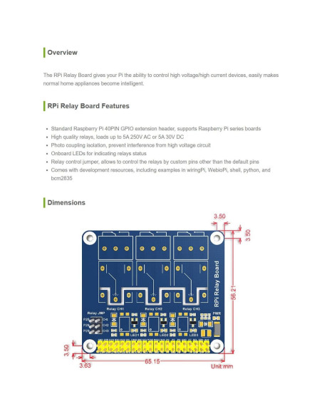 Módulo de Relé de Alimentación Waveshare para Raspberry Pi