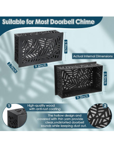 Caja de Cubierta de Timbre Saillong de Madera Negra 24.4x15.2cm 2