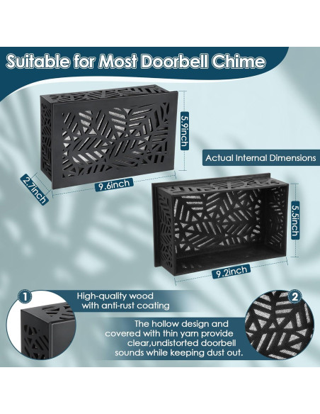 Caja de Cubierta de Timbre Saillong de Madera Negra 24.4x15.2cm