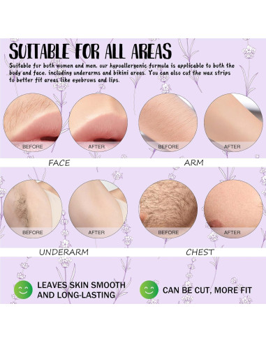 Tiras de Cera ZYQTQZ 60 Unidades - Depilación Cuerpo y Cara