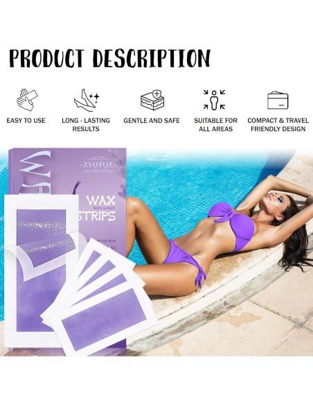 Tiras de Cera ZYQTQZ 60 Unidades - Depilación Cuerpo y Cara