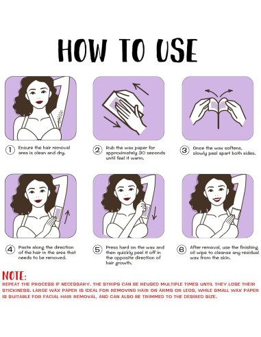 Tiras de Cera ZYQTQZ 60 Unidades - Depilación Cuerpo y Cara