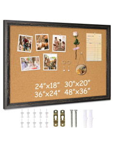 Tablero de Corcho Dollar Boss 61x46 cm Negro con Marco de Madera