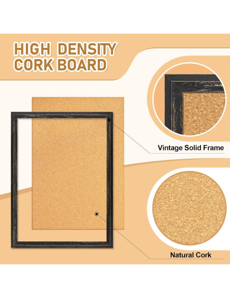 Tablero de Corcho Dollar Boss 61x46 cm Negro con Marco de Madera