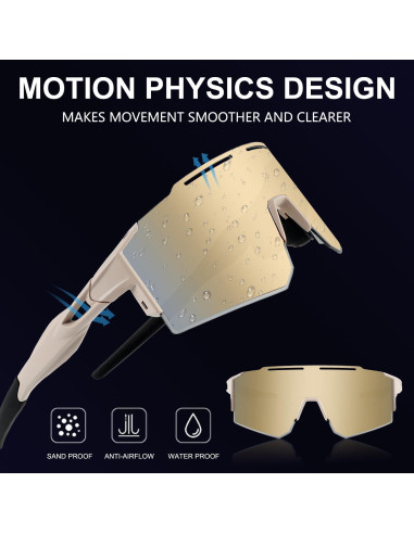 Gafas de Ciclismo OULAIQI Xq-550A Oro con Lentes Intercambiables