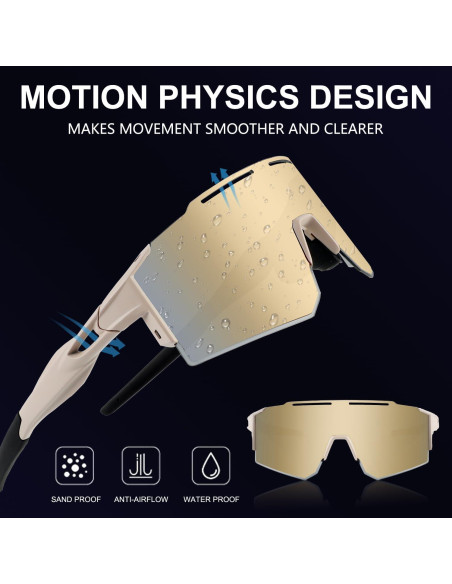 Gafas de Ciclismo OULAIQI Xq-550A Oro con Lentes Intercambiables