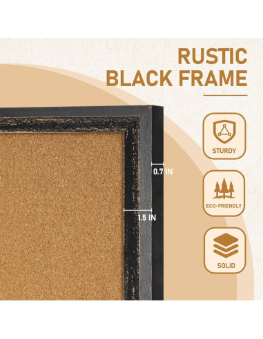 Tablero de Corcho Dollar Boss 61x46 cm Negro con Marco de Madera