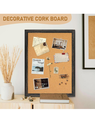 Tablero de Corcho Dollar Boss 61x46 cm Negro con Marco de Madera