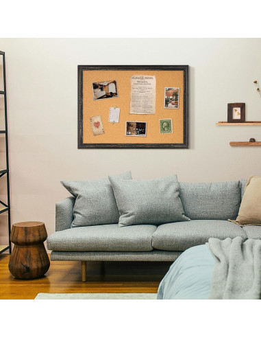 Tablero de Corcho Dollar Boss 61x46 cm Negro con Marco de Madera