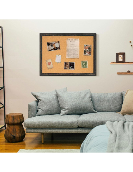 Tablero de Corcho Dollar Boss 61x46 cm Negro con Marco de Madera