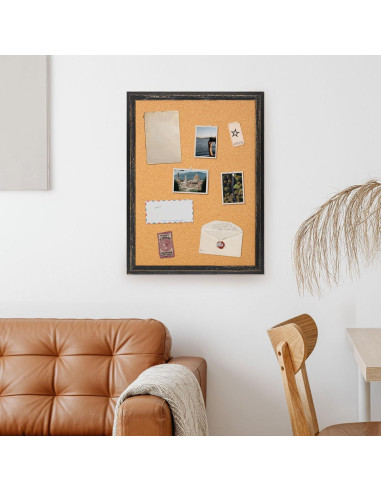 Tablero de Corcho Dollar Boss 61x46 cm Negro con Marco de Madera