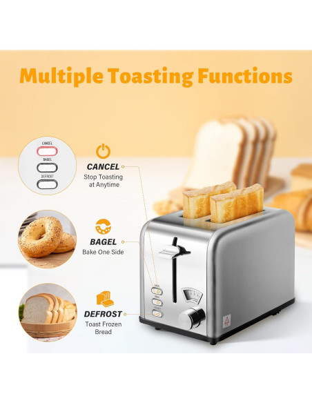 Tostadora HealSmart Acero Inoxidable 2 Rebanadas Plata