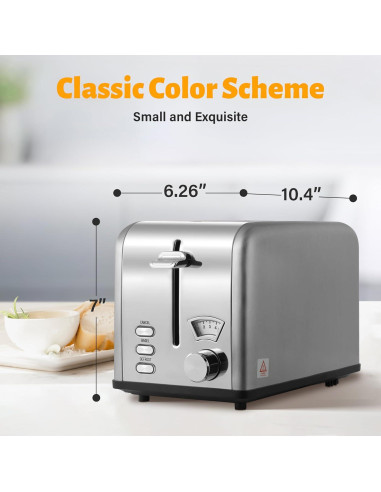 Tostadora HealSmart Acero Inoxidable 2 Rebanadas Plata