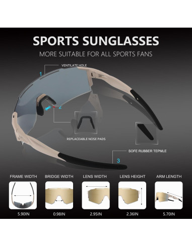 Gafas de Ciclismo OULAIQI Xq-550A Oro con Lentes Intercambiables