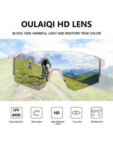 Gafas de Ciclismo OULAIQI Xq-550A Oro con Lentes Intercambiables