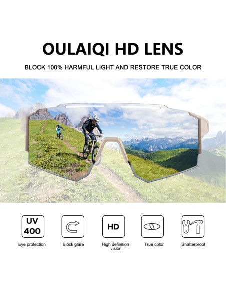 Gafas de Ciclismo OULAIQI Xq-550A Oro con Lentes Intercambiables