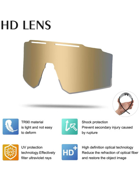 Gafas de Ciclismo OULAIQI Xq-550A Oro con Lentes Intercambiables