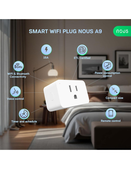 Enchufe Inteligente Wi-Fi NOUS A9 Doble Banda 15A Paquete de 4