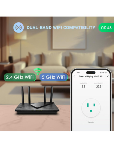 Enchufe Inteligente Wi-Fi NOUS A9 Doble Banda 15A Paquete de 4
