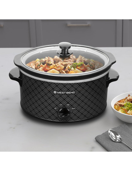 Cocina Lenta West Bend 4QT Cerámica Ovalada 210W Negro