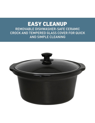 Cocina Lenta West Bend 4QT Cerámica Ovalada 210W Negro