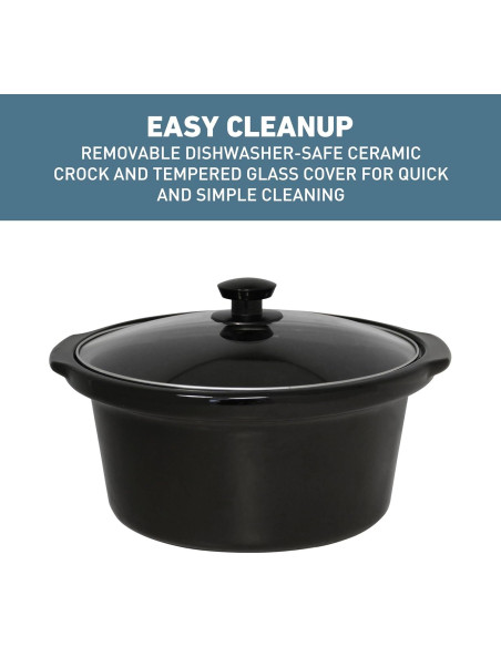 Cocina Lenta West Bend 4QT Cerámica Ovalada 210W Negro