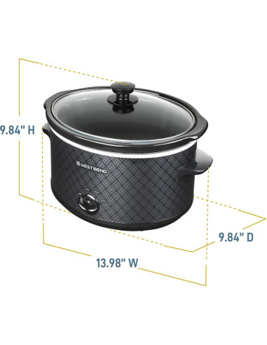 Cocina Lenta West Bend 4QT Cerámica Ovalada 210W Negro