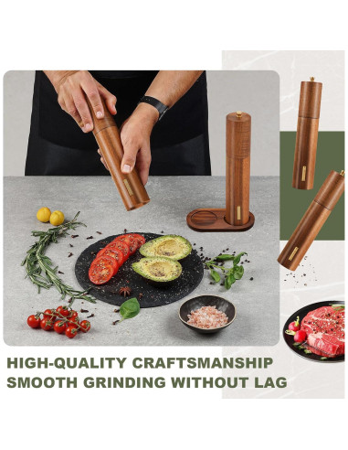 Juego de Molinillos de Sal y Pimienta LOYIM 25.4 cm Madera Acacia