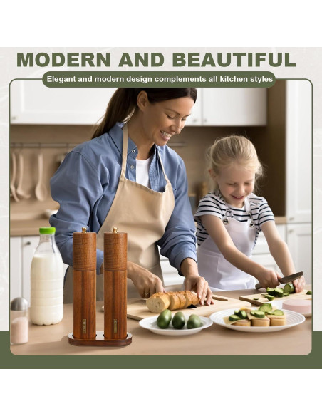 Juego de Molinillos de Sal y Pimienta LOYIM 25.4 cm Madera Acacia