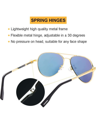 Gafas de Sol Aviador Gleyemor 52mm Polarizadas Unisex