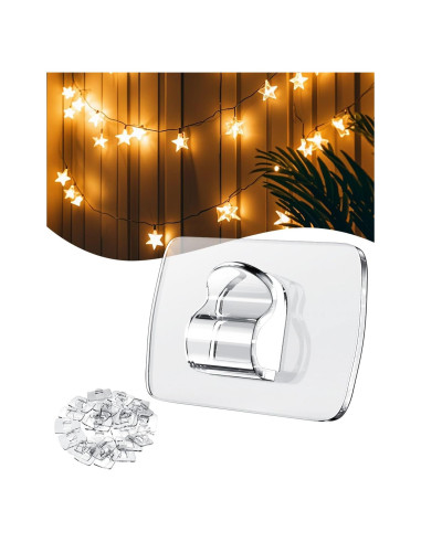 100 Clips de Luz Mini Transparentes ispneay para Montaje en Pared