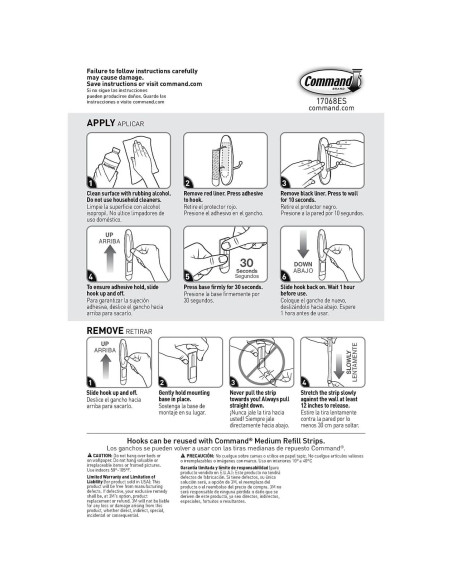 Ganchos de Alambre Medianos Command - 13 Ganchos y 16 Tiras Adhesivas Blancas