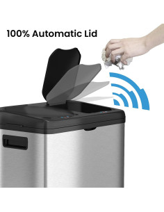 Basurero iTouchless 60L Acero Inoxidable Doble Compartimento 2
