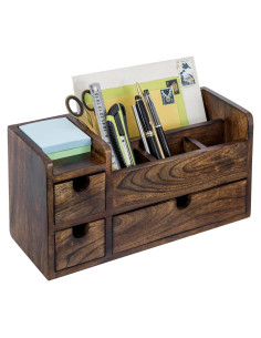 Organizador de Oficina MyGift de Madera de Mango con 3 Cajones