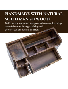 Organizador de Oficina MyGift de Madera de Mango con 3 Cajones 2