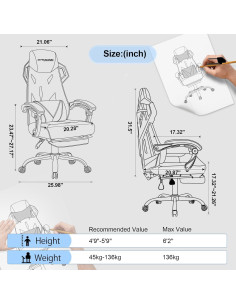 Silla de Juego GTRACING LUFT310-2024 Ergonómica Negra 2