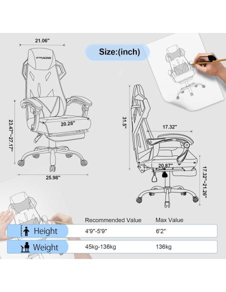 Silla de Juego GTRACING LUFT310-2024 Ergonómica Negra